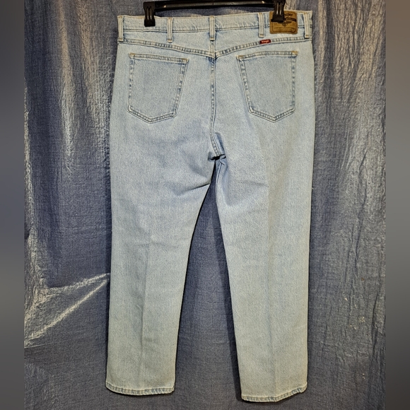 Wrangler Premium Quality Jeans Men's 38x29 Blue Stretch Denim Straight 5-Pocket - Picture 6 of 11